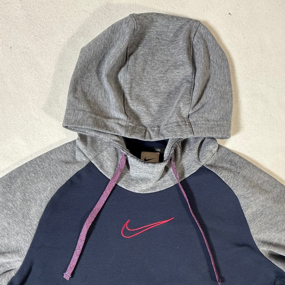 Nike Therma-FIT Mens Large Hoodie Performance‎ Athletic Gray Navy Pullover